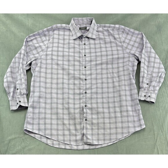 Nordstrom Men's Shop Shirt Mens 18 34-35 Purple Plaid Smartcare Non-Iron Dress - Picture 2 of 13